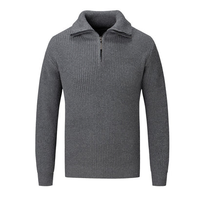 Polo Collar Men's Half Turtleneck Sweater