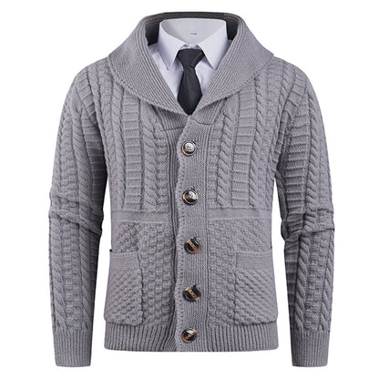 New Men's Long-sleeve Cardigan Sweater Coat Plus-sized