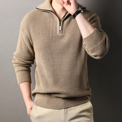 Polo Collar Men's Half Turtleneck Sweater
