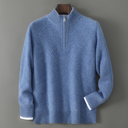 Half Turtleneck Zipper Design Pure Wool Knit Bottoming Shirt