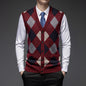 Men's Knitted Wool Vest Cardigan Sleeveless Pocket V-neck Vest