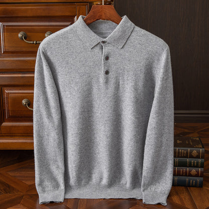 Machine Washable Autumn And Winter Men's Wool Sweater Loose Turn-down Collar