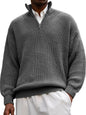 Fashion Men's Sweater Casual Long Sleeve Half Zipped Stand Collar Polo Shirt