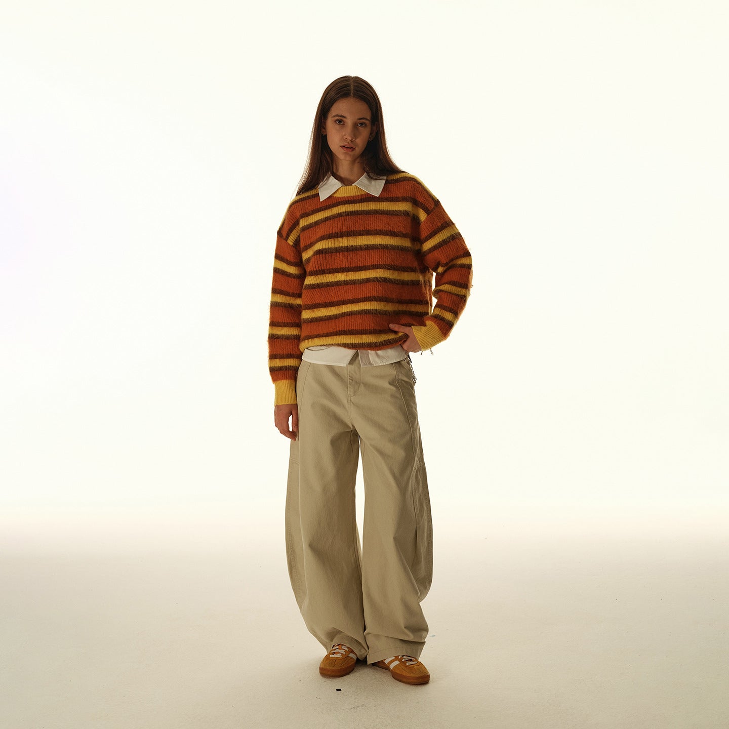 American Retro Cleanfit Striped Round Neck Pullover Sweater For Men