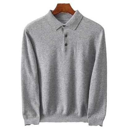 Machine Washable Autumn And Winter Men's Wool Sweater Loose Turn-down Collar