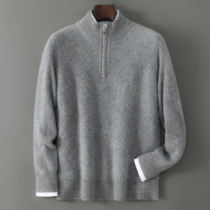 Half Turtleneck Zipper Design Pure Wool Knit Bottoming Shirt