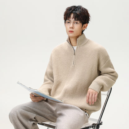 Stand Collar Sweater Men's Imitation Deer Plush