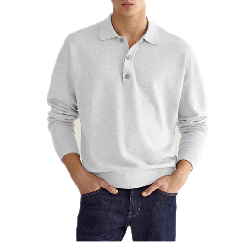 European And American Autumn Long Sleeve V-neck Buttons Men's Casual Jacket Polo Shirt