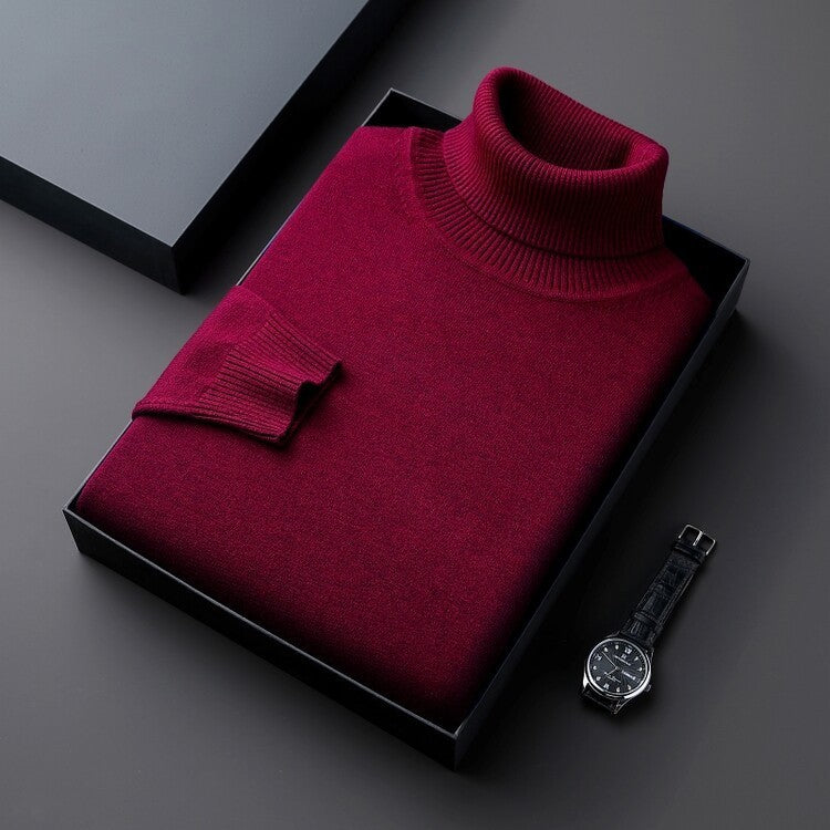 Men's Turtleneck Pure Color Thickened Loose Sweater