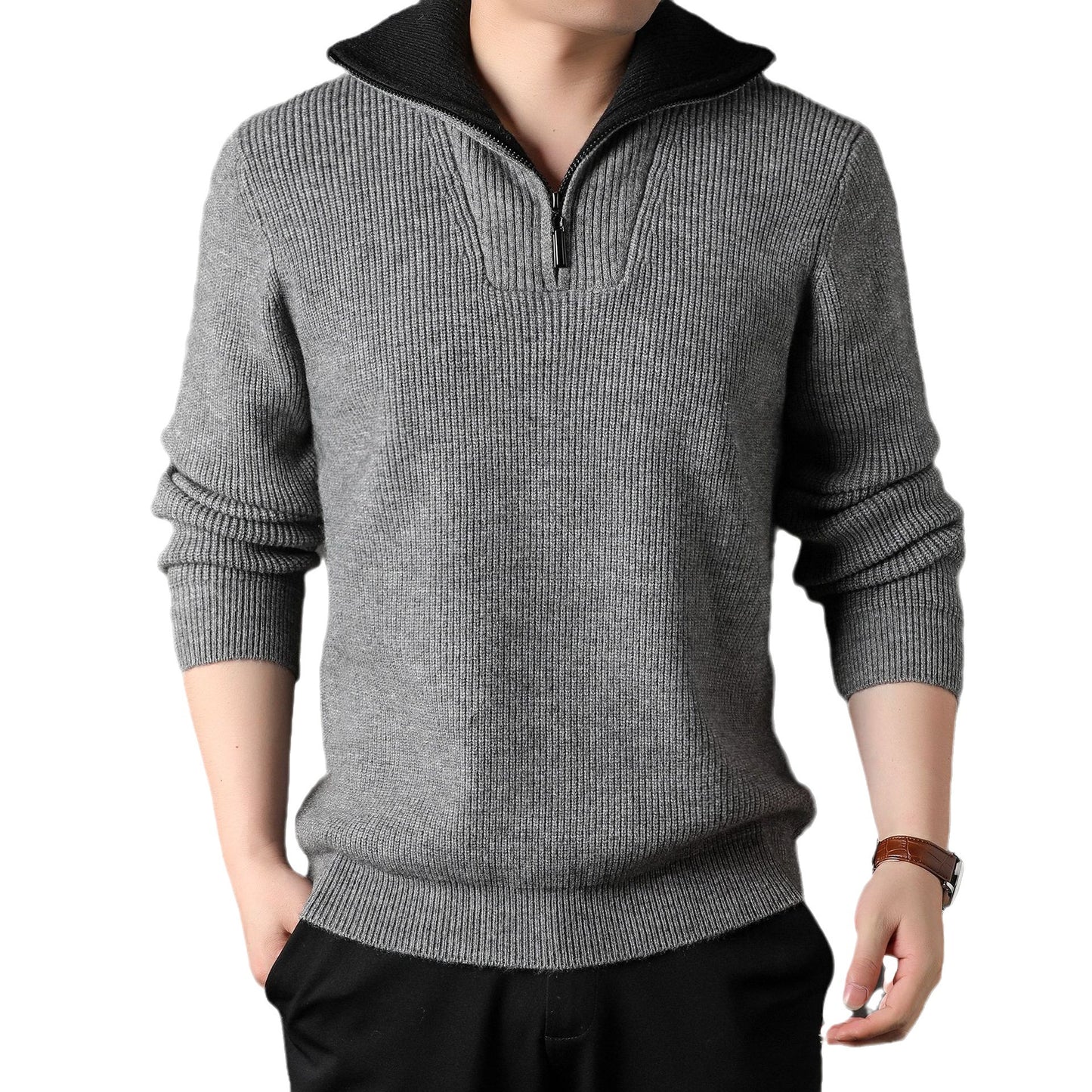 Twisted Jacquard Lapel Sweater Cardigan Men
