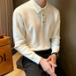 Lapel Long Sleeve Men's Retro Loose Casual Solid Color Sweater