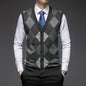 Men's Knitted Wool Vest Cardigan Sleeveless Pocket V-neck Vest