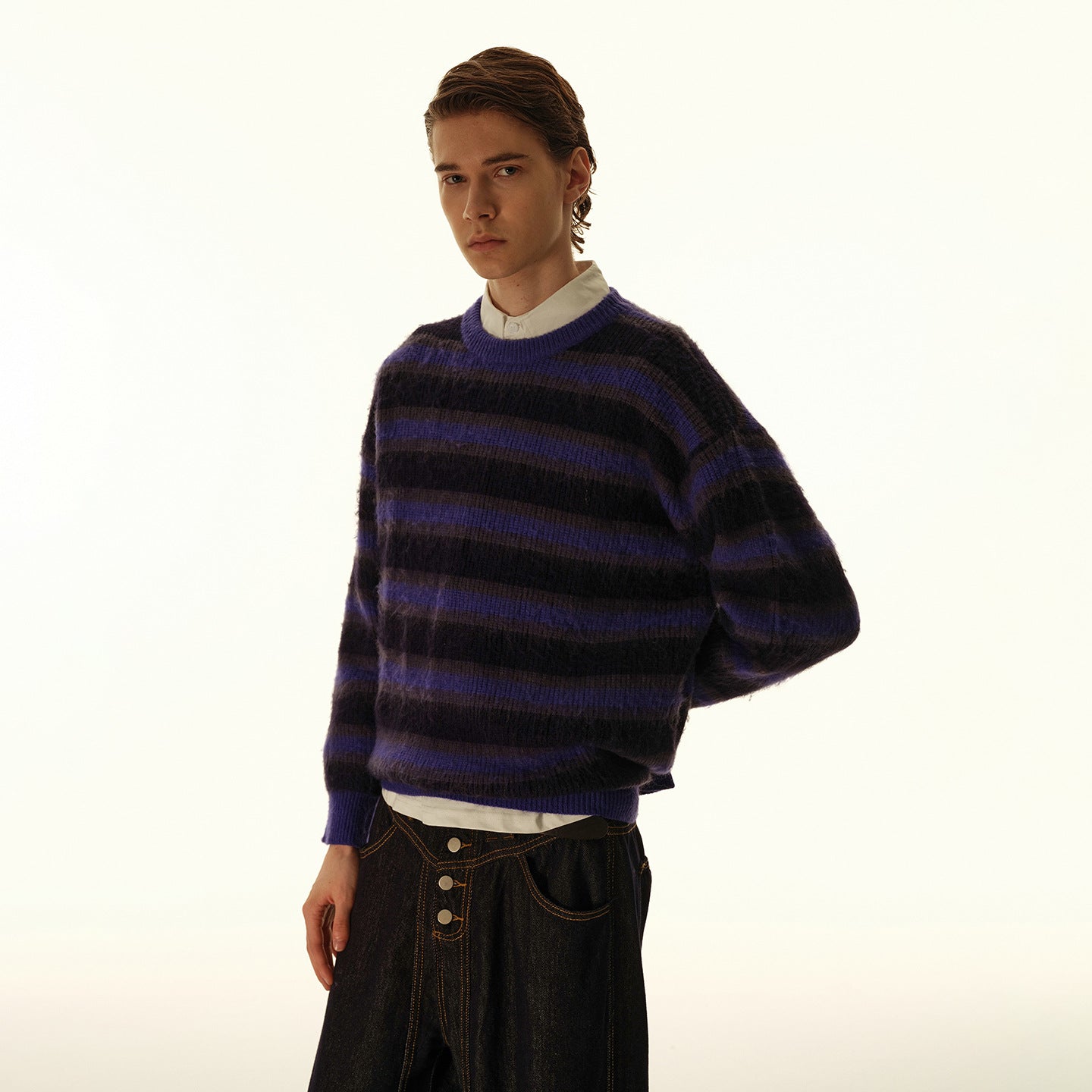 American Retro Cleanfit Striped Round Neck Pullover Sweater For Men