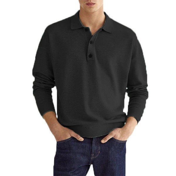 European And American Autumn Long Sleeve V-neck Buttons Men's Casual Jacket Polo Shirt