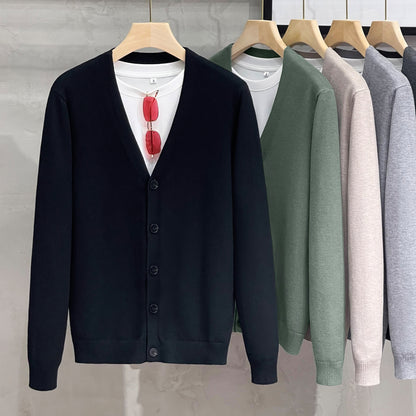 Knitted Cardigan Men's Sweater Coat Outer Wear Casual V-neck