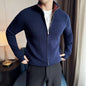 Autumn And Winter Thickening Men's Zipped Stand Collar Sweater Coat