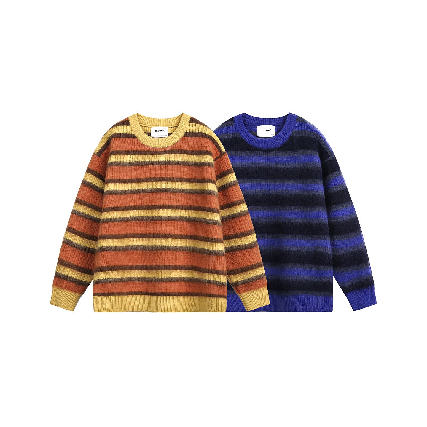 American Retro Cleanfit Striped Round Neck Pullover Sweater For Men