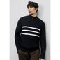 Autumn And Winter New Long-sleeved Knitted Sweater For Men Half-zip Stand-up Collar Stripe