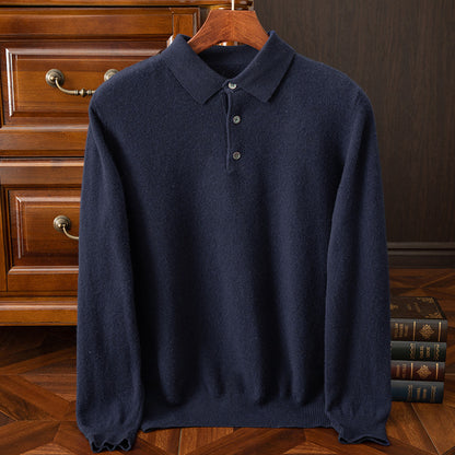 Machine Washable Autumn And Winter Men's Wool Sweater Loose Turn-down Collar
