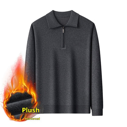 Men's Lapel Zipper Sweater Thickened Middle-aged Leisure