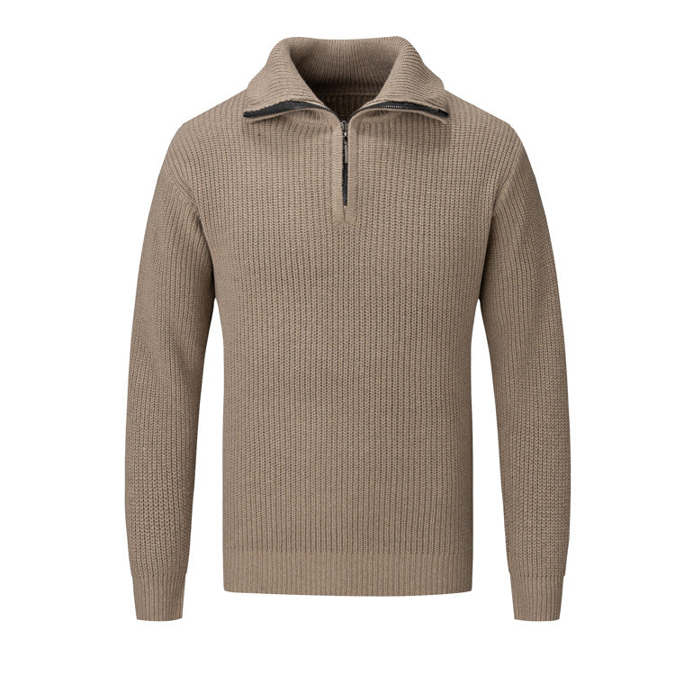 Polo Collar Men's Half Turtleneck Sweater