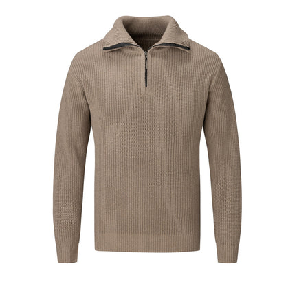 Polo Collar Men's Half Turtleneck Sweater