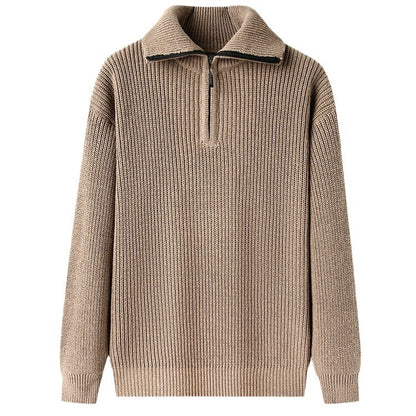 Polo Collar Men's Half Turtleneck Sweater